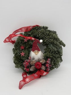 Weihnachtskranz mit Wichtel & roten Details